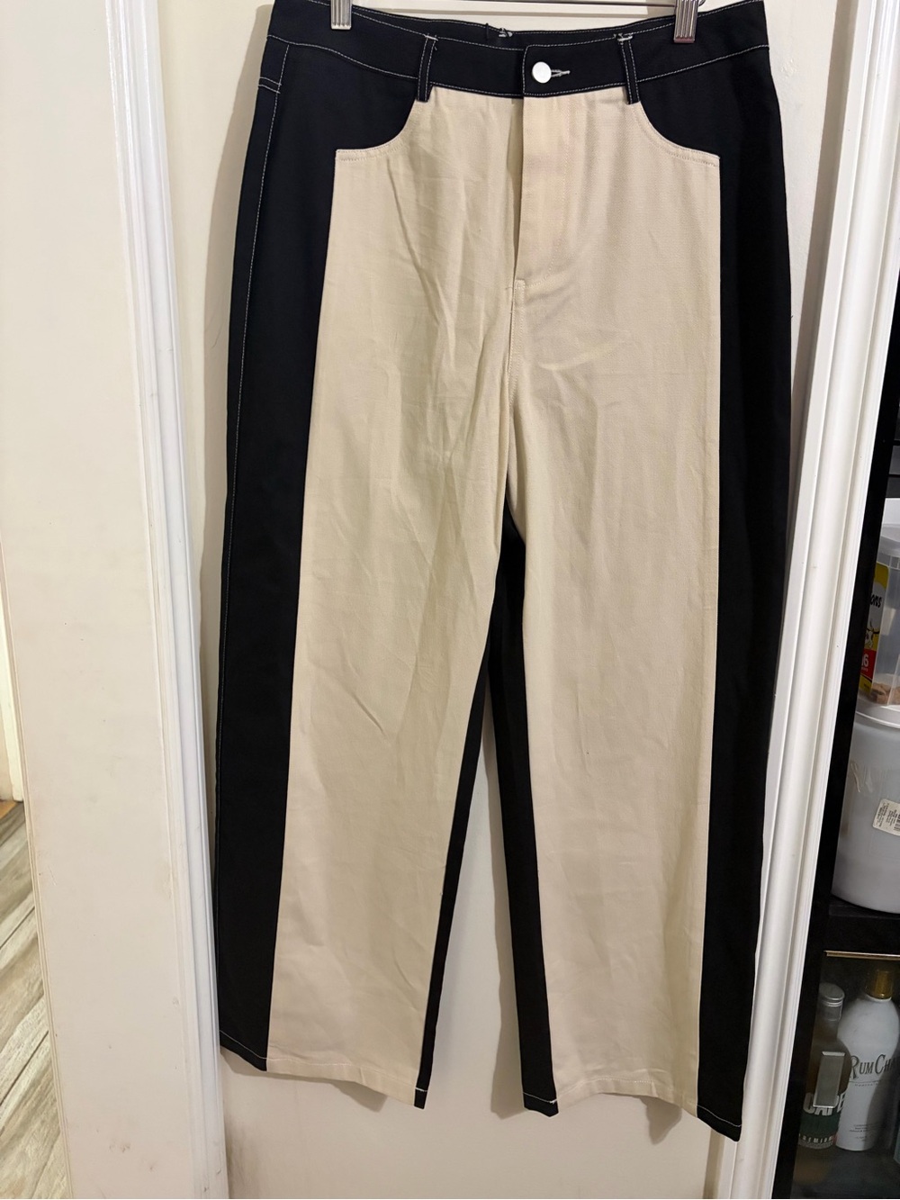 Cider Two-Tone Beige and Black Straight-Leg Chinos